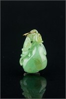 Chinese Green Jadeite Carved Peach Pendant