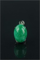 Chinese Green Jade with White Gold Plated Pendant