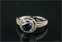 14k Gold 1.08ct Blue Diamond &0.29ct White Diamond