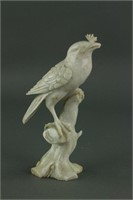 Chinese Milky White Hetian Jade Carved Bird Figure