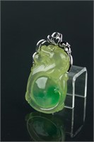 Chinese Fine Green Jadeite Carved Pendant