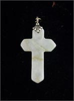 Sterling Silver and Jade Cross Pendant Retail $200
