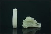 2 Pc Chinese Fine White Jade Carved Pendants