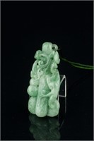 Chinese Green Jadeite Craved Ruyi Pendant