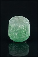 Chinese Green Jadeite Carved Buddha Pendant