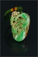Chinese Green Jadeite Stone Carved Pendant