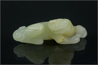Chinese 17/18th C. Hetian Jade Carved Lion Pendant