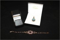 3pc Jewelry; Diamond Earrings, Blue Topaz Estate
