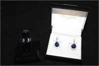 2pc Jewelry; Sapphire Evening Ring & Earrings