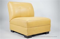 Modernist Leather Armless Chair by Mitchell Gold