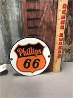Phillips 66 porcelain round sign-approx. 6" across