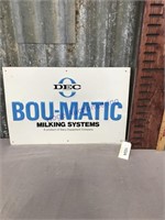Bou-Matic tin sign- approx  12"Tx18"W