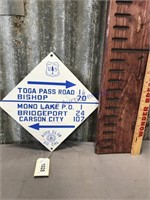 Toga Pass Road Bishop porcelian sign approx 8"