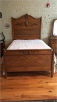 Antique Oak Full Size bed w/modern Frame
