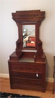 Victorian Walnut Dresser Marble Insert & Mirror