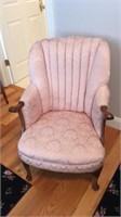 Walnut Frame Pink Upholstered Chair