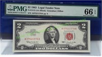 Graded (66) 1963 Two Dollar Bank Note