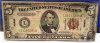 1934-A Five Dollar Hawaii Silver Certificate