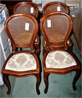 4 Cherry Caned Balloon Back Chairs