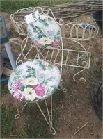 White Planter Stand & Parlor Chair