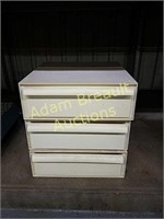 3 plastic stackable storage drawers