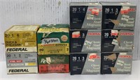 Lot of 10 boxes of 20ga assorted shotgun shells