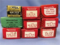 9 boxes of 25ca assorted bullets          (k 18)