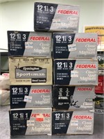 9 boxes of assorted 12ga shotgun shells        (k