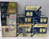 Lot of 8 boxes of 20ga assorted shotgun shells