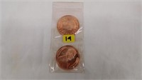 2-Copper 1 oz rounds - Lincoln & Flowing Hair