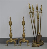 Brass Andirons & Fireplace Impliments