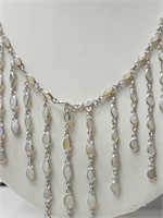 Sterling Silver Opal Necklace (approx. 19.2g).