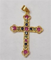 18K Yellow Gold Ruby & Sapphire(0.79ct total)