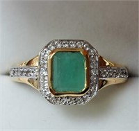 Sterling Silver Gold Plated Emerald(2.90ct) &