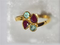 22K Yellow Gold Ruby & Emerald(0.52ct total)