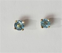 14K Yellow Gold Blue Topaz Earrings. Retail $150