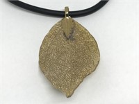 14K Yellow Gold Plated Leaf Pendant. Retail $150