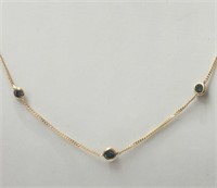 14K Yellow Gold Blue Diamond(0.44ct) Necklace.
