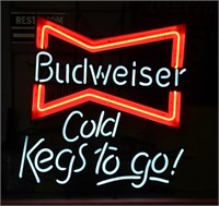 Vintage Budweiser Bowtie Neon Sign Cold Kegs to Go