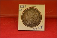 1891cc Morgan Silver Dollar VF