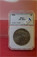 1926 slab Peace Silver Dollar  PCI MS61