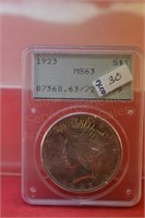 1923 slab Peace Silver Dollar  early PCGS MS63