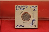 1891o Seated Dime  EF+