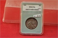 1952 slab Franklin Half Dollar NTC MS65 FBL toned