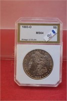 1883o slab Morgan Silver Dollar  PCI  MS64