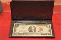 Two Dollar Red Seal Note 1963 nice in folder