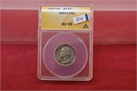 1932s slab Quarter ANACS AU53  key date