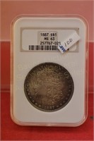 1887 slab Morgan Silver Dollar NGC MS63 Toned