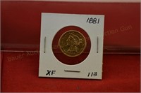 1881 Five Dollar Gold Liberty  XF