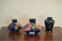 Three small Moorcroft pottery vases